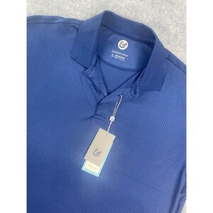 Kilburne+finch Mens Polo Shirt L Blue Geometric Stretch Short Sleeve